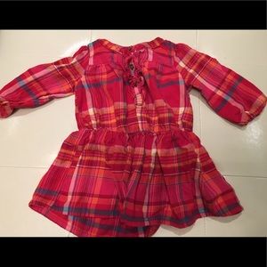 Old Navy pink plaid flannel dress 12-18mo